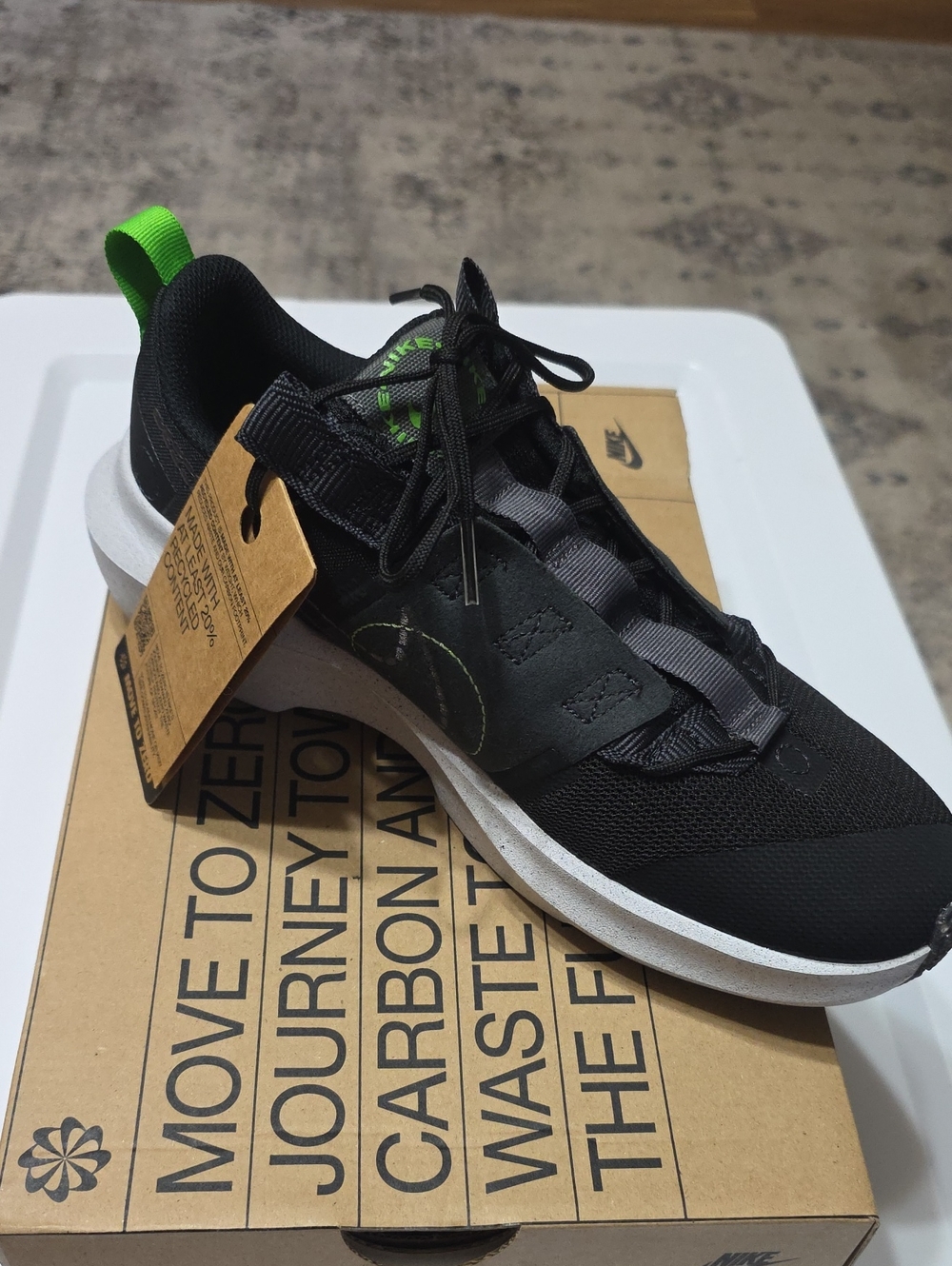 Nike Men’s Black Sneaker with Neon Green Pull Tab